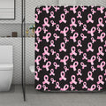 Pink Breast Cancer Ribbon Pattern Print Polyester Shower Curtain