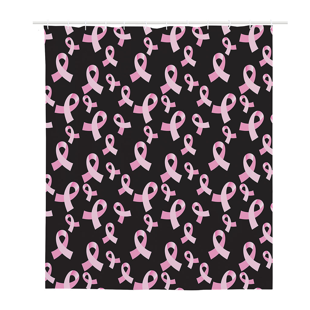 Pink Breast Cancer Ribbon Pattern Print Polyester Shower Curtain