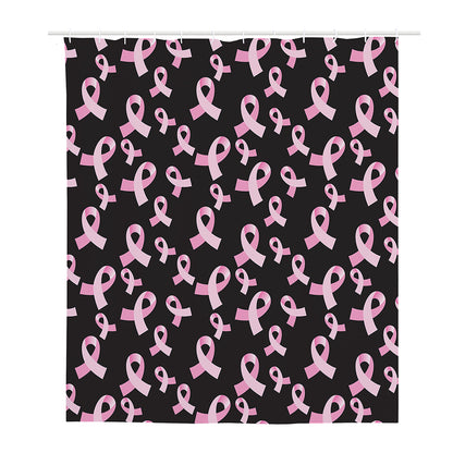 Pink Breast Cancer Ribbon Pattern Print Polyester Shower Curtain