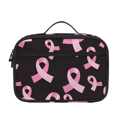 Pink Breast Cancer Ribbon Pattern Print Portable Lunch Bag