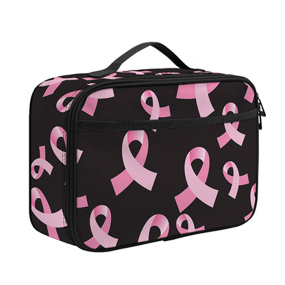 Pink Breast Cancer Ribbon Pattern Print Portable Lunch Bag