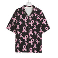 Pink Breast Cancer Ribbon Pattern Print Rayon Hawaiian Shirt