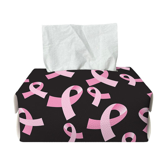 Pink Breast Cancer Ribbon Pattern Print Rectangle Tissue Box Cover