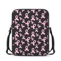 Pink Breast Cancer Ribbon Pattern Print Rectangular Crossbody Bag