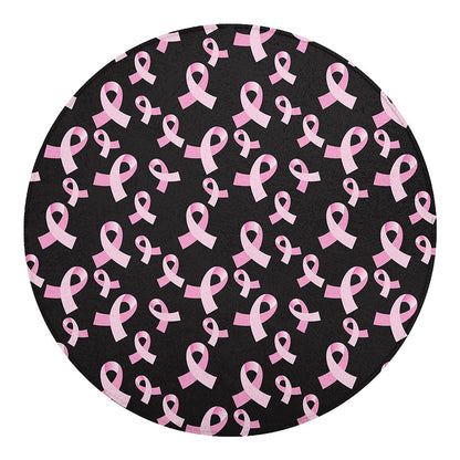Pink Breast Cancer Ribbon Pattern Print Round Blanket