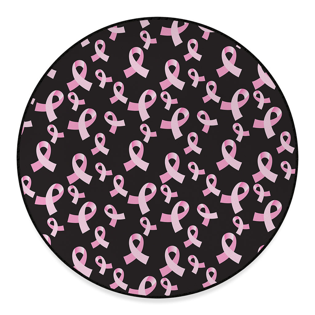 Pink Breast Cancer Ribbon Pattern Print Round Floor Mat