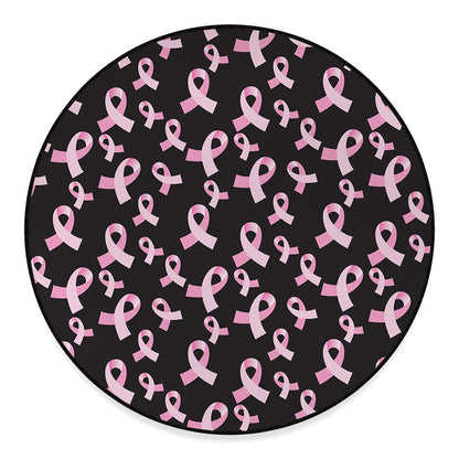 Pink Breast Cancer Ribbon Pattern Print Round Floor Mat