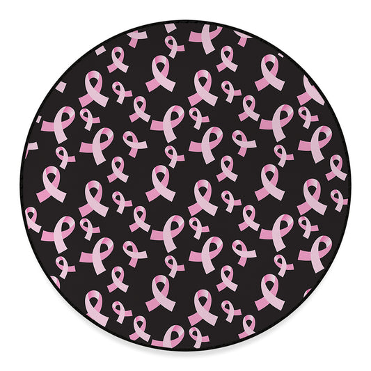 Pink Breast Cancer Ribbon Pattern Print Round Floor Mat