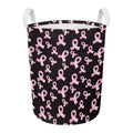 Pink Breast Cancer Ribbon Pattern Print Round Laundry Basket
