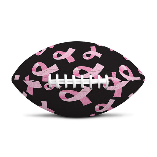Pink Breast Cancer Ribbon Pattern Print Rugby Ball