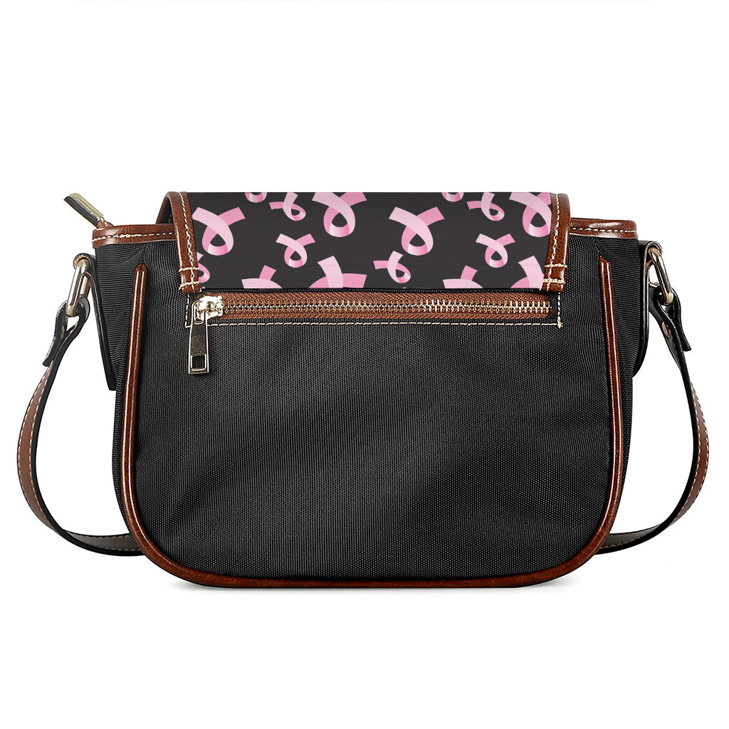 Pink Breast Cancer Ribbon Pattern Print Saddle Bag