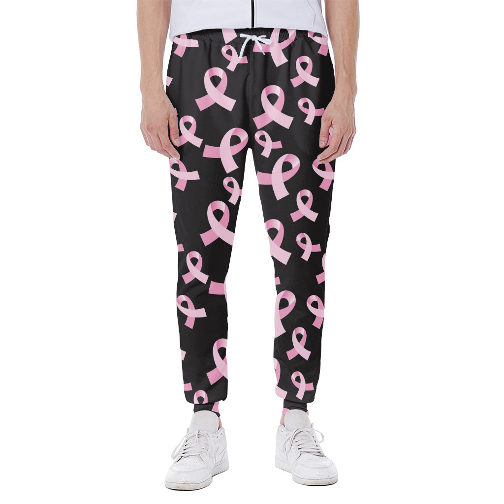 Pink Breast Cancer Ribbon Pattern Print Scuba Joggers