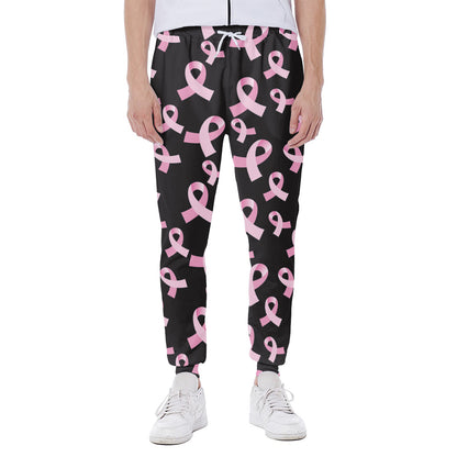 Pink Breast Cancer Ribbon Pattern Print Scuba Joggers