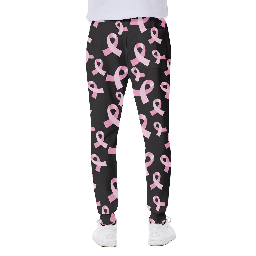 Pink Breast Cancer Ribbon Pattern Print Scuba Joggers