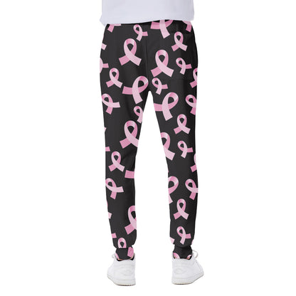 Pink Breast Cancer Ribbon Pattern Print Scuba Joggers