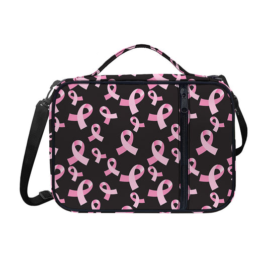 Pink Breast Cancer Ribbon Pattern Print Shoulder Strap Bible Bag