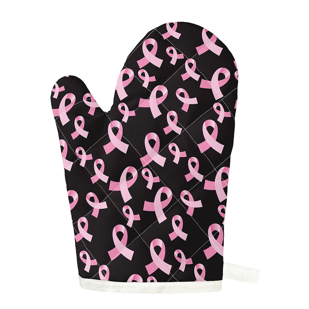 Pink Breast Cancer Ribbon Pattern Print Single Oven Mitt