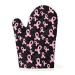 Pink Breast Cancer Ribbon Pattern Print Single Oven Mitt