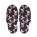 Pink Breast Cancer Ribbon Pattern Print Slippers