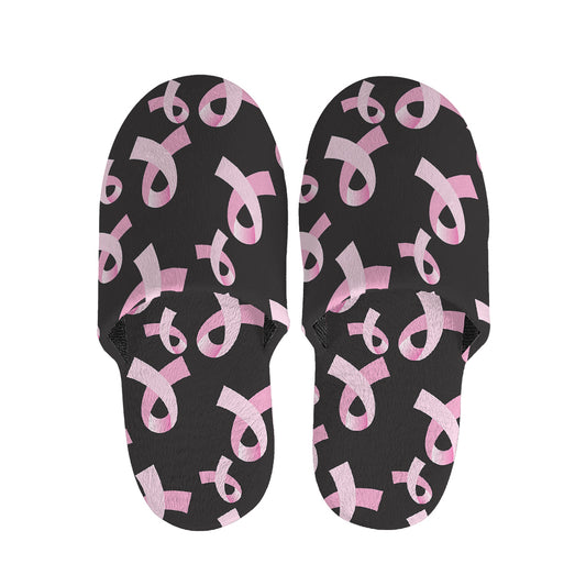 Pink Breast Cancer Ribbon Pattern Print Slippers