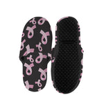 Pink Breast Cancer Ribbon Pattern Print Slippers