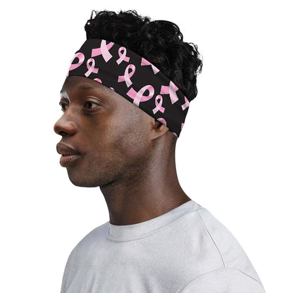 Pink Breast Cancer Ribbon Pattern Print Sports Headband