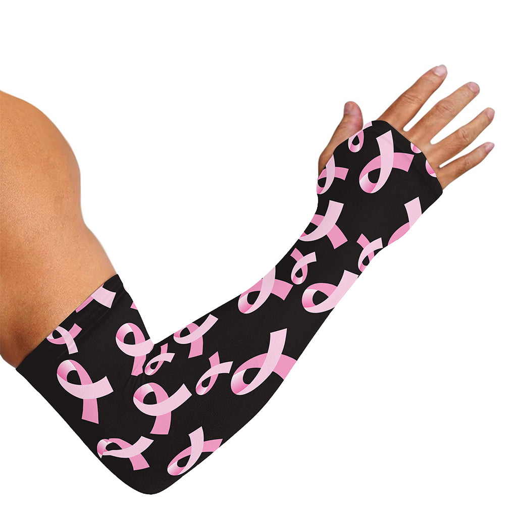 Pink Breast Cancer Ribbon Pattern Print Sun Protection Arm Sleeves