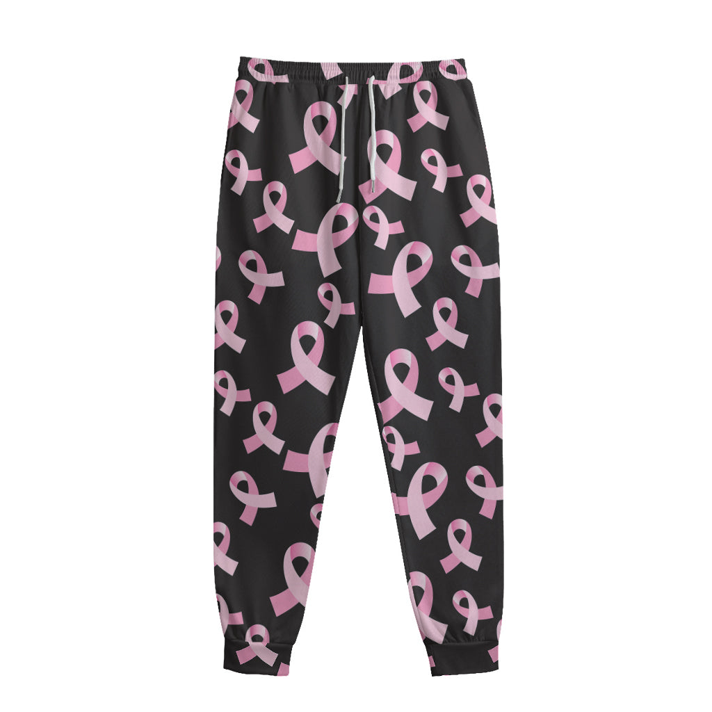 Pink Breast Cancer Ribbon Pattern Print Sweatpants