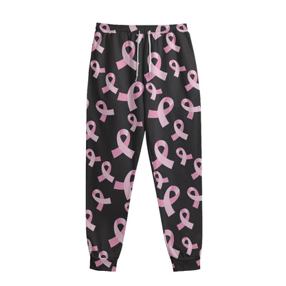 Pink Breast Cancer Ribbon Pattern Print Sweatpants