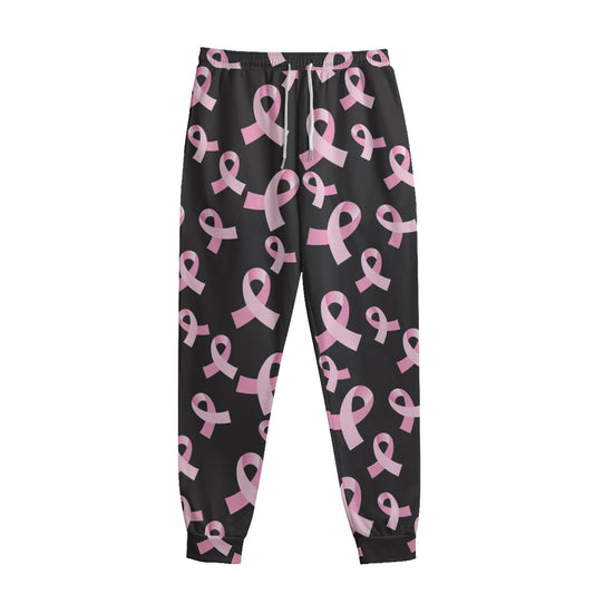 Pink Breast Cancer Ribbon Pattern Print Sweatpants