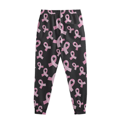Pink Breast Cancer Ribbon Pattern Print Sweatpants