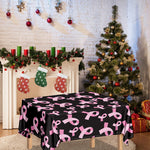 Pink Breast Cancer Ribbon Pattern Print Tablecloth