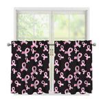 Pink Breast Cancer Ribbon Pattern Print Tier Curtains