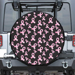 Pink Breast Cancer Ribbon Pattern Print Tire Cover