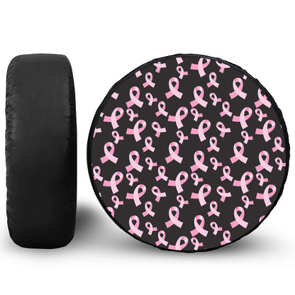 Pink Breast Cancer Ribbon Pattern Print Tire Cover