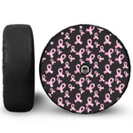 Pink Breast Cancer Ribbon Pattern Print Tire Cover With Camera Hole