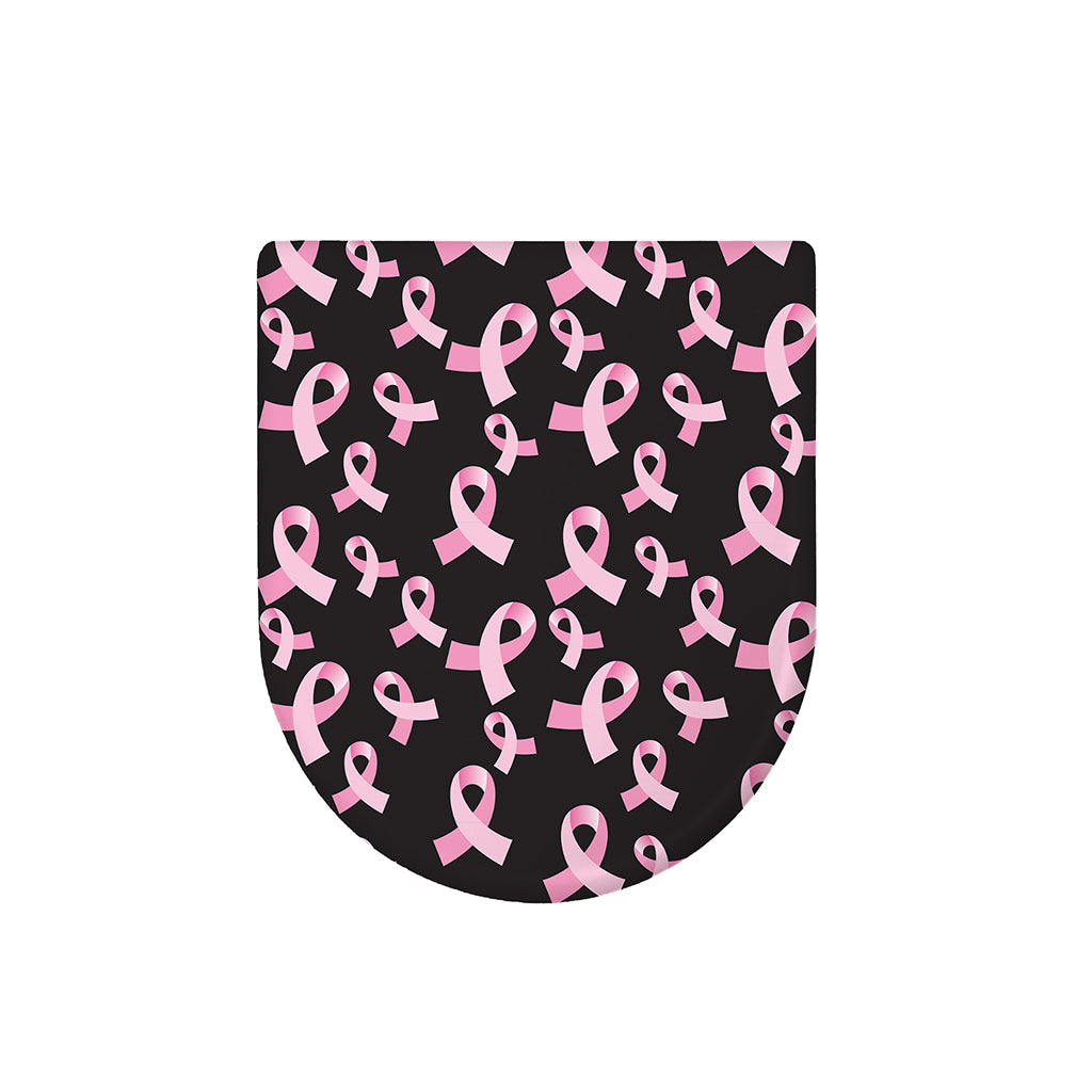 Pink Breast Cancer Ribbon Pattern Print Toilet Lid Cover