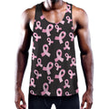 Pink Breast Cancer Ribbon Pattern Print Men's Workout Tank Top