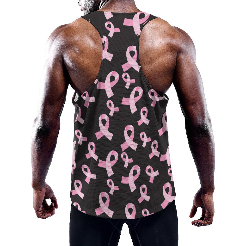Pink Breast Cancer Ribbon Pattern Print Training Tank Top