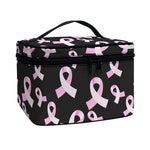 Pink Breast Cancer Ribbon Pattern Print Travel Makeup Bag