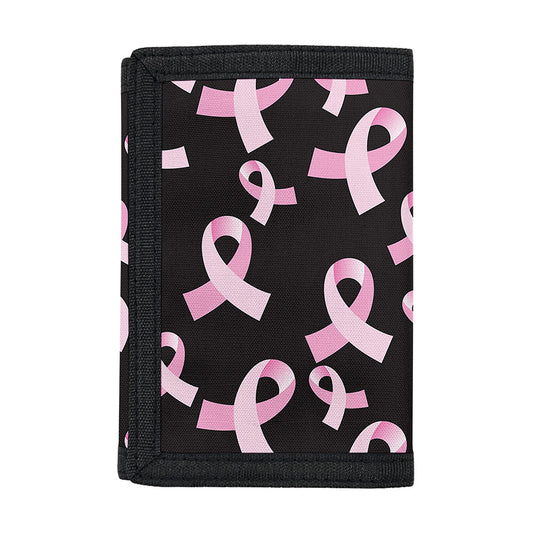 Pink Breast Cancer Ribbon Pattern Print Trifold Wallet