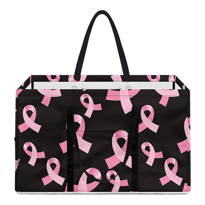 Pink Breast Cancer Ribbon Pattern Print Utility Tote Bag