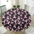 Pink Breast Cancer Ribbon Pattern Print Waterproof Round Tablecloth