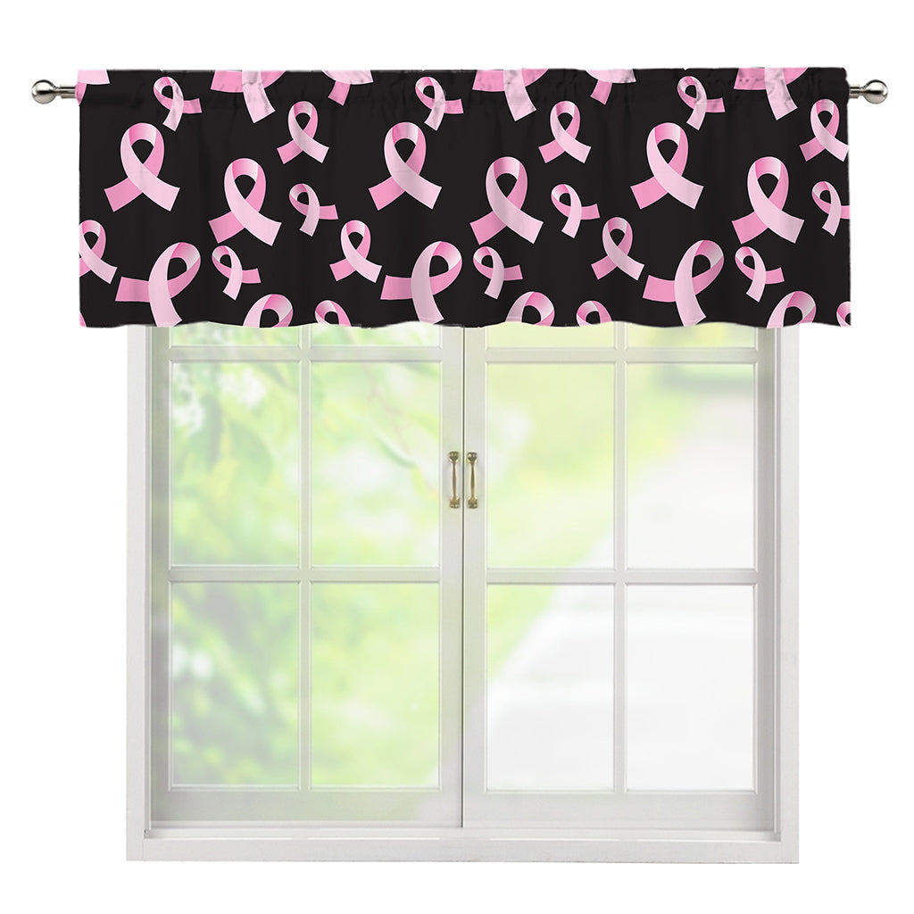Pink Breast Cancer Ribbon Pattern Print Window Valance