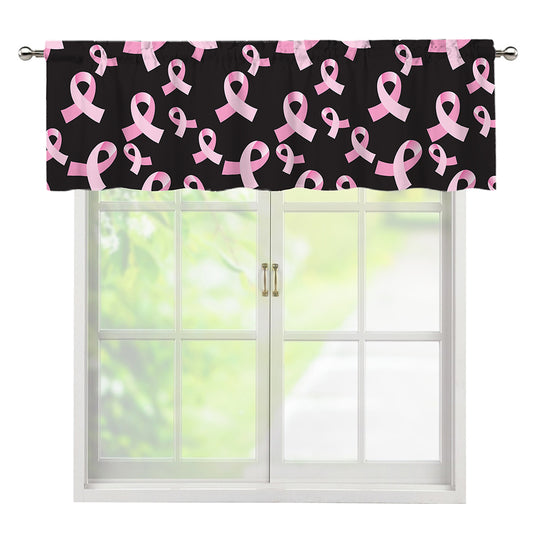 Pink Breast Cancer Ribbon Pattern Print Window Valance