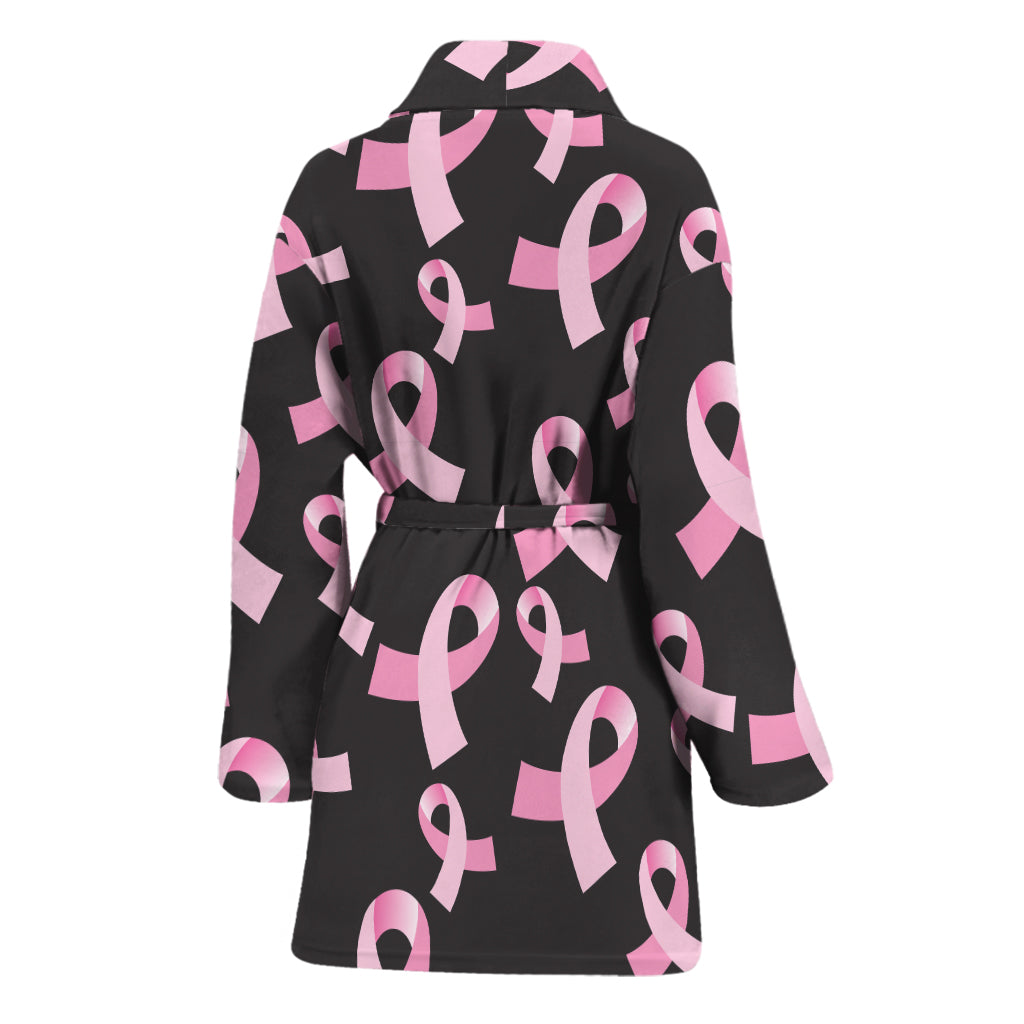 Pink Breast Cancer Ribbon Pattern Print Women's Bathrobe