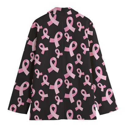 Pink Breast Cancer Ribbon Pattern Print Women's Blazer