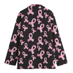 Pink Breast Cancer Ribbon Pattern Print Women's Cotton Blazer