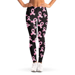 Pink Breast Cancer Ribbon Pattern Print Women's Leggings