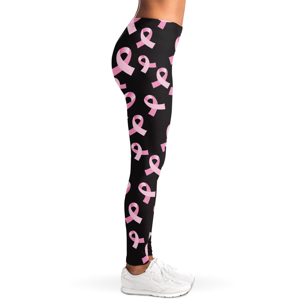 Pink Breast Cancer Ribbon Pattern Print Women's Leggings